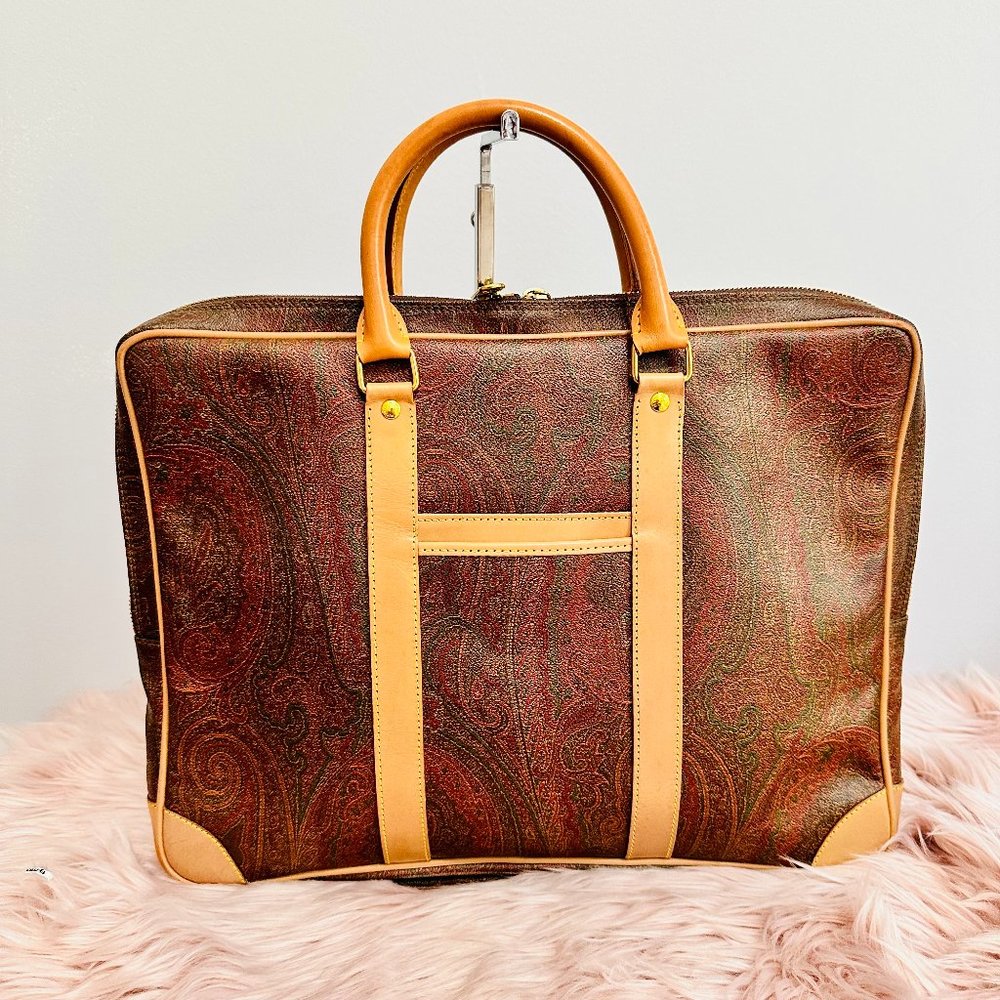 AUTHENTIC ETRO PAISLEY CANVAS AND LEATHER LAPTOP BAG BRIEFCASE MADE IN ITALY